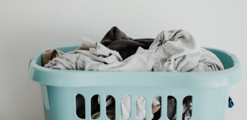 A basket full of laundry.