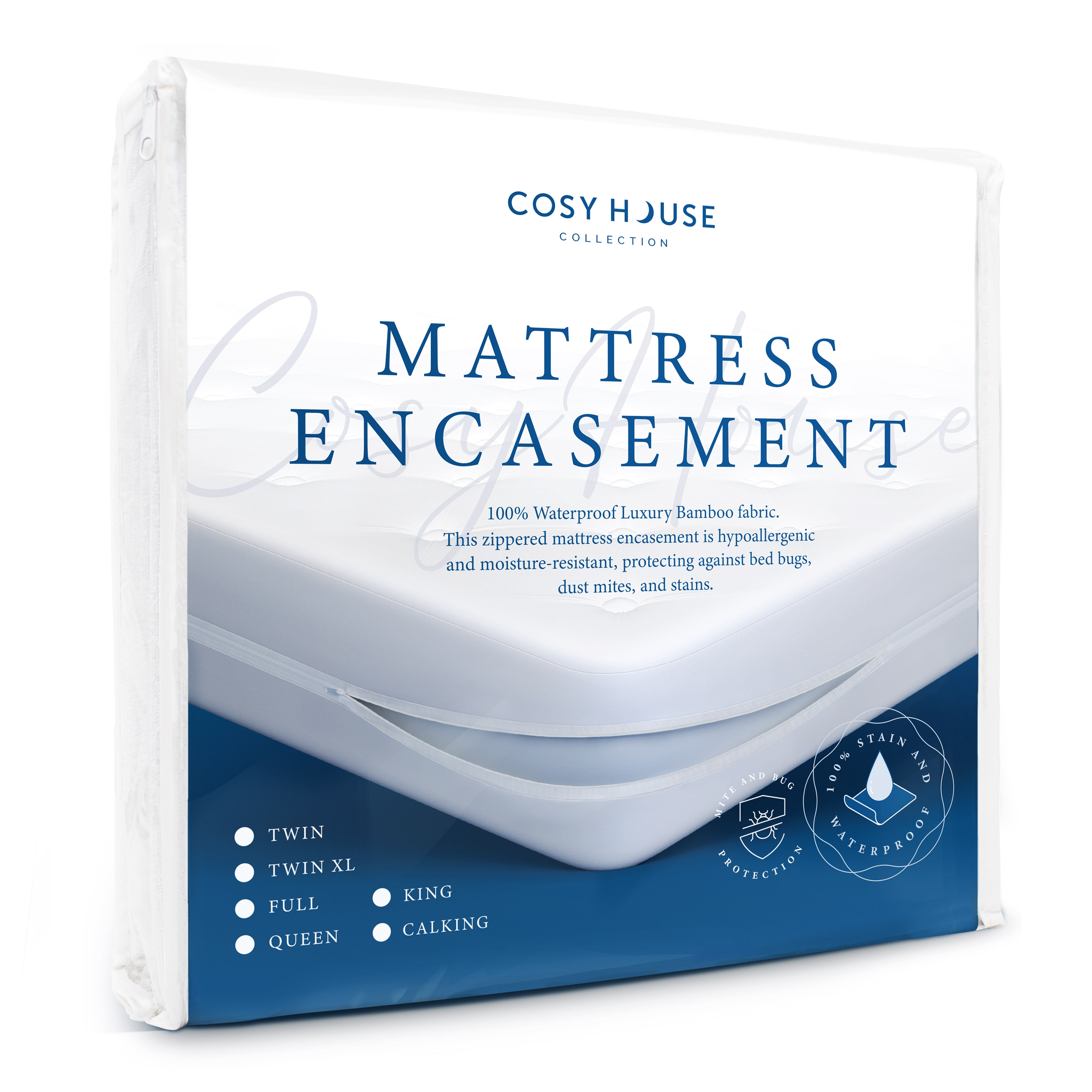 Hastings Home 442532ZMH Zippered Mattress Protector, Bed