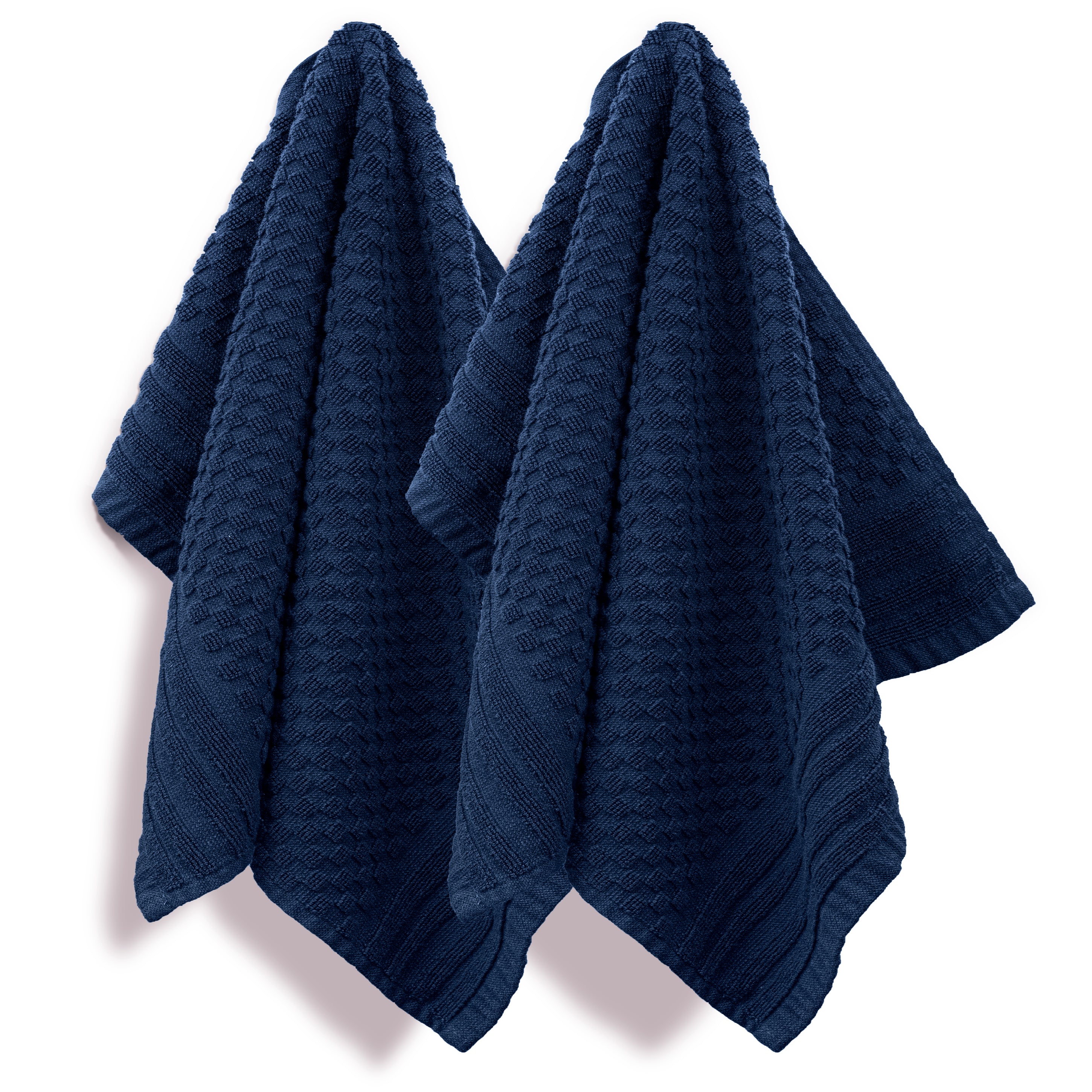Set of 6 Kitchen Dish Towels, 100% Cotton Kitchen Towels, Stripe, Navy Blue